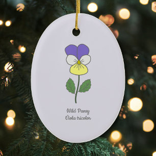 Botanical Wild Pansy Pastel Flower Ceramic Ornament