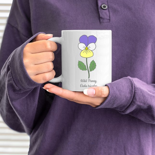 Botanical Wild Pansy Pastel Flower  Coffee Mug (Botanical Wild Pansy Mug)