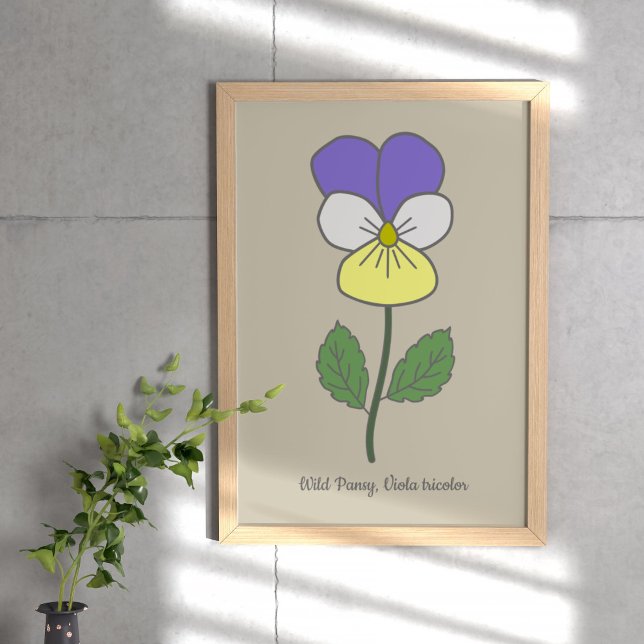 Botanical Wild Pansy Pastel Flower  Poster (Botanical Wild Pansy Poster)