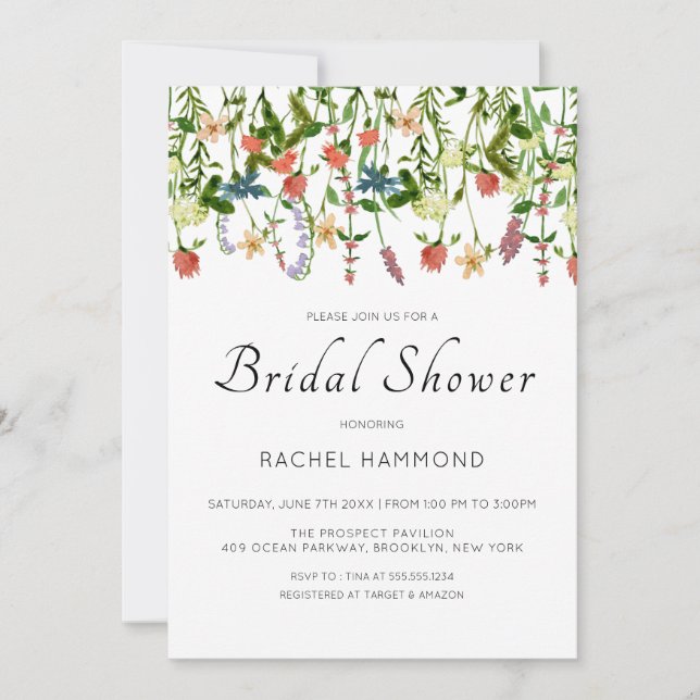 Botanical Wildflower Bridal Shower Invitation (Front)