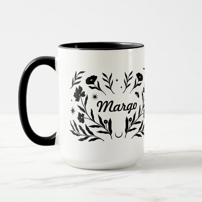  Botanical Wildflower Celestial Custom Name Mug (Left)