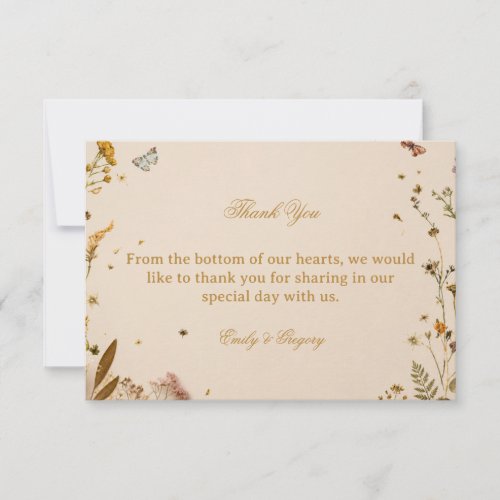 Botanical Wildflower Elegant Thank You Card