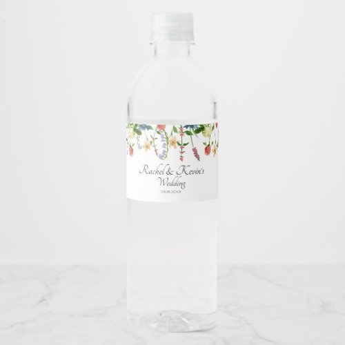 Botanical Wildflower Floral Water Bottle Label