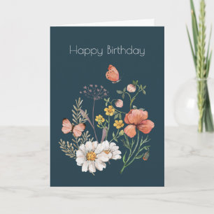 Botanical Wildflower Flower Boho Birthday  Card