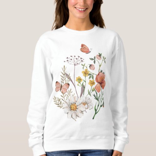 Botanical Wildflower Flower Boho  Sweatshirt