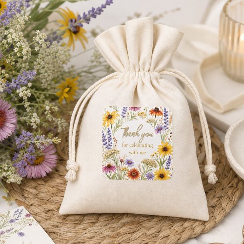 Botanical Wildflower Flower Thank You Square Sticker