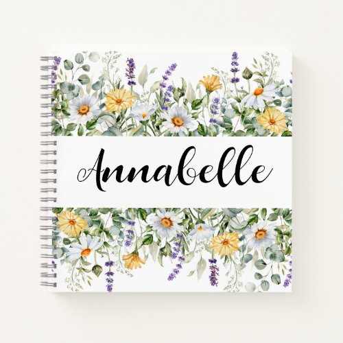 Botanical Wildflower Garden Floral Spiral Notebook