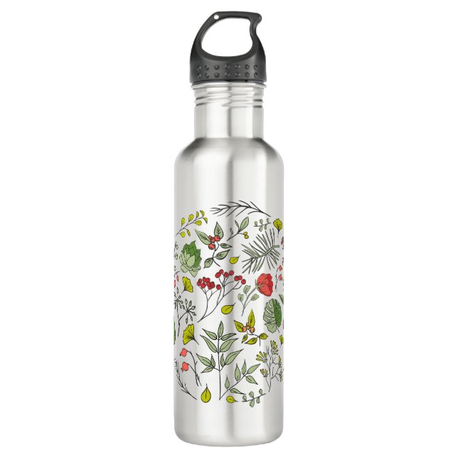 Botanical Wildflower Garden Stainless Steel Water Bottle (Front)