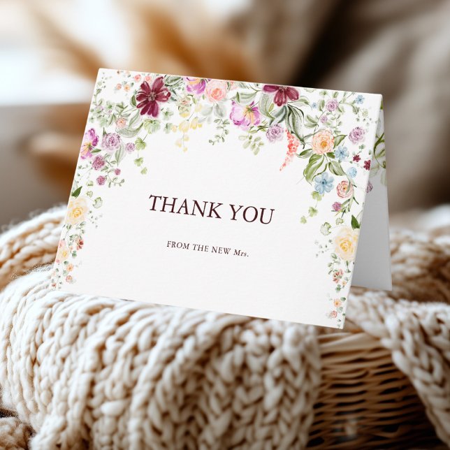Botanical Wildflower Garden Wedding Thank You Card (Creator Uploaded)