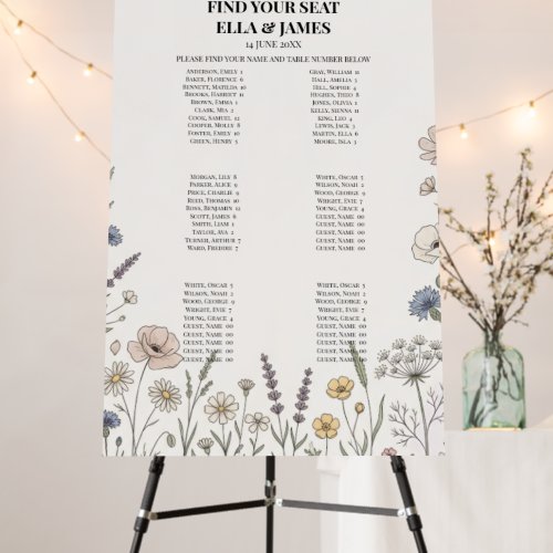 Botanical Wildflower Seating Chart Sign