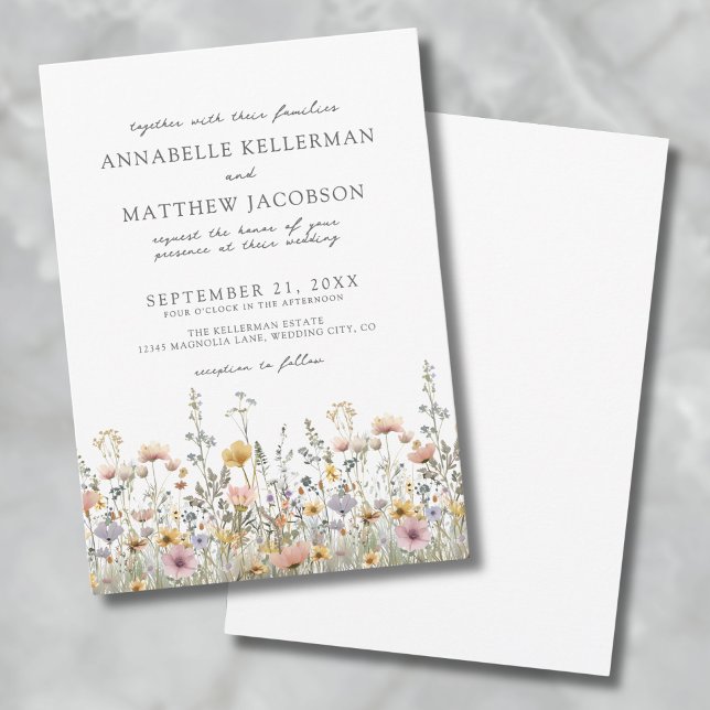 Botanical Wildflower Watercolor Floral Wedding Invitation (Botanical Wildflower Watercolor Floral Wedding Invitation)
