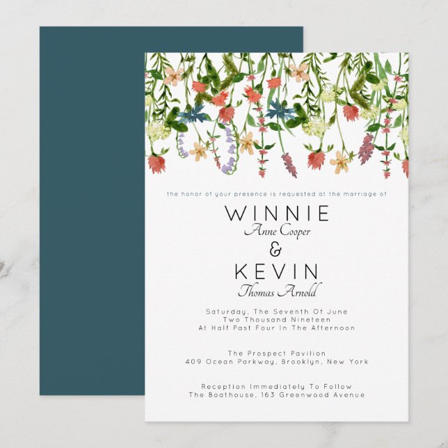 Botanical Wildflower Wedding Invitation (Front/Back)