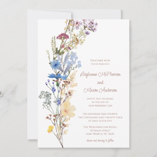 Botanical Wildflower Wedding Invitation (Front)