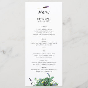 Botanical Wildflower Wedding Menu
