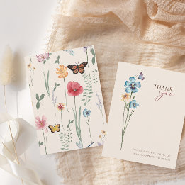 Botanical Wildflower Wedding Thank You Card