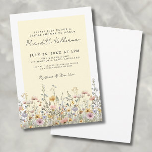 Botanical Wildflower Yellow Floral Bridal Shower Invitation