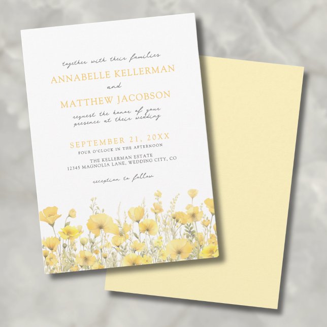 Botanical Wildflower Yellow Floral Wedding Invitation (Botanical Wildflower Yellow Floral Wedding Invitation)