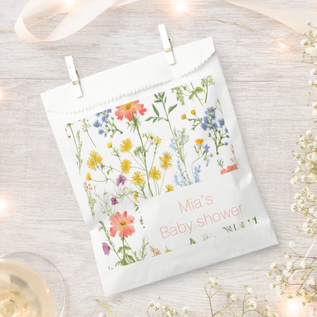 Botanical wildflowers baby shower  favor bag (Clipped)