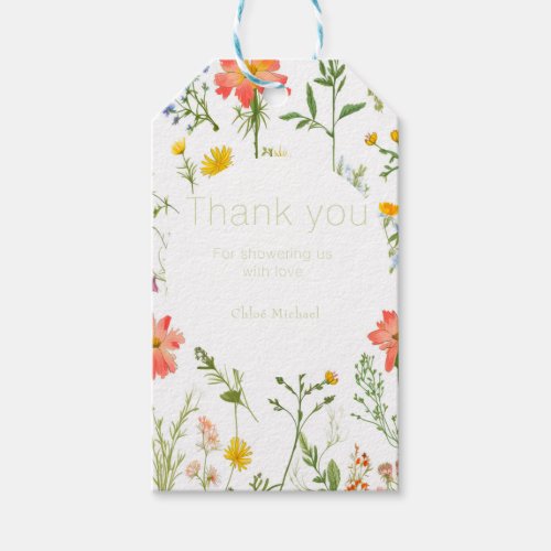 Botanical wildflowers Baby shower   Gift Tags