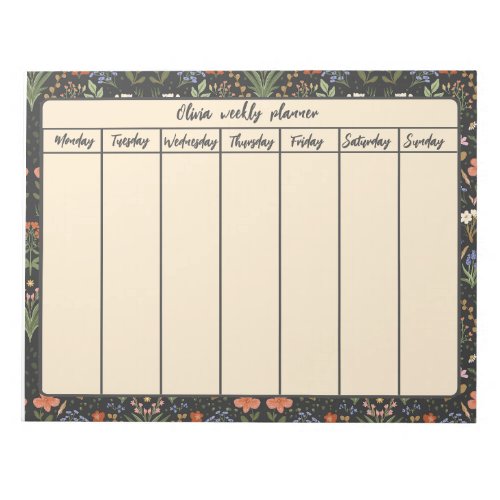 Botanical wildflowers custom weekly planner  notepad