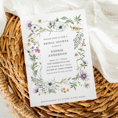 Botanical Wildflowers  Elegant Bridal Shower Invitation