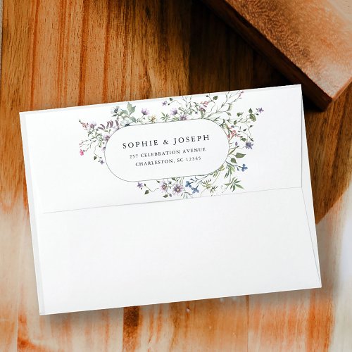 Botanical Wildflowers  Elegant Wedding Envelope