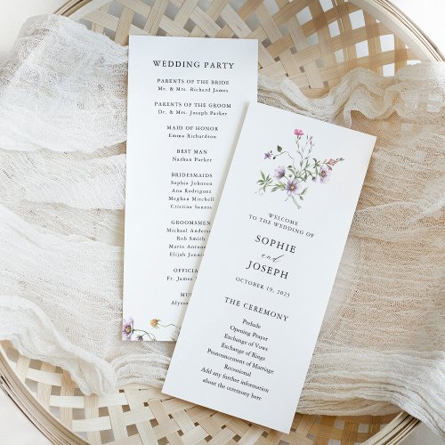 Botanical Wildflowers  Elegant Wedding Program