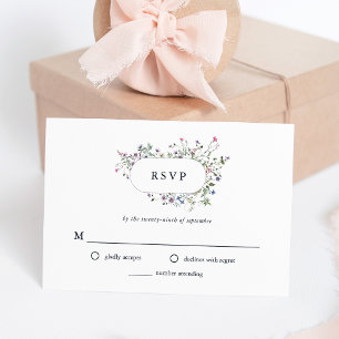 Botanical Wildflowers   Elegant Wedding RSVP Card