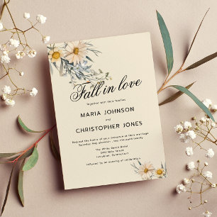 Botanical wildflowers garden Fall in Love Wedding Invitation