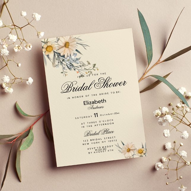 Botanical wildflowers garden floral Bridal Shower Invitation (Botanical wildflowers garden floral Bridal Shower )