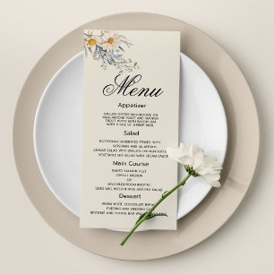 Botanical wildflowers garden floral Wedding Menu