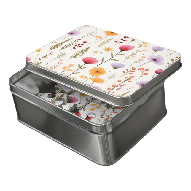 Botanical Wildflowers Meadow Pattern Jigsaw Puzzle (Lid Open)