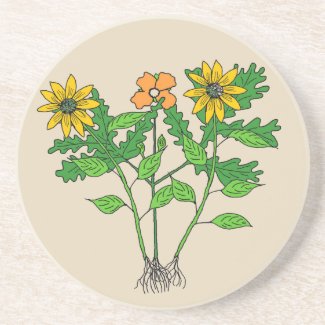 Botanical Wildflowers on Sandstone Coaster