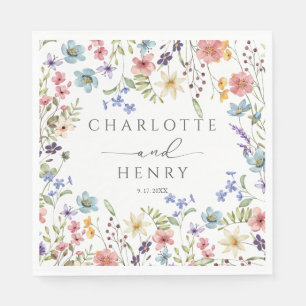 Botanical Wildflowers Simple Rustic Wedding Napkins