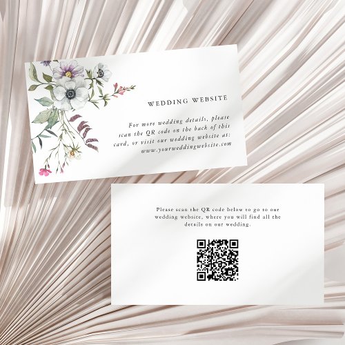 Botanical Wildflowers  Wedding Website QR Code Enclosure Card