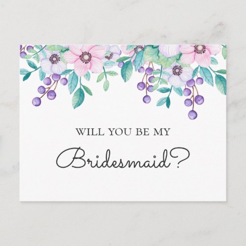 Botanical Will you be my bridesmaid Floral garden Postcard