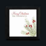 Botanical Winter Watercolor Holiday Custom  Gift Box<br><div class="desc">With painted light green winter pine along with red berries and a little gray sprig,  this simple minimalist design is great for those who like the simplicity and elegant holiday greenery. This design is editable. A wonderful way to wish Christmas and Holiday greetings and Cheer.</div>