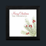Botanical Winter Watercolor Holiday Custom Gift Box<br><div class="desc">With painted light green winter pine along with red berries and a little gray sprig, this simple minimalist design is great for those who like the simplicity and elegant holiday greenery. This design is editable. A wonderful way to wish Christmas and Holiday greetings and Cheer.</div>