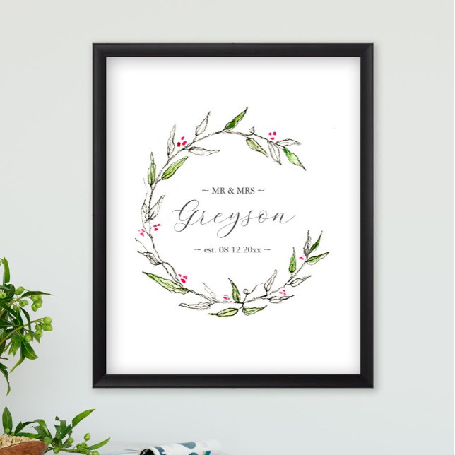 Botanical Winter Wedding Sign and Keepsake (Christmas wedding decor printable sign botanical art by Victoria Grigaliunas of Do Tell A Belle)