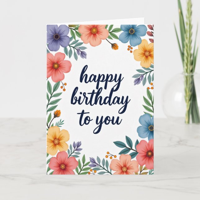 Botanical Wishes Birthday Card (Front)