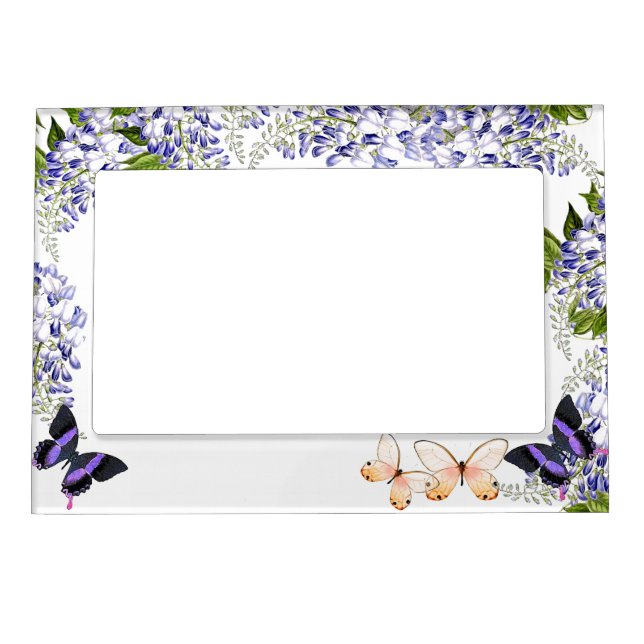 Botanical Wisteria Flowers Floral Magnetic Frame (Front)