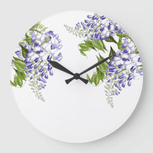Botanical Wisteria Flowers Floral Wall Clock