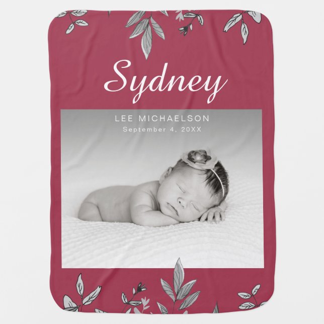 Botanical with Photo Swaddle Blanket (Front)