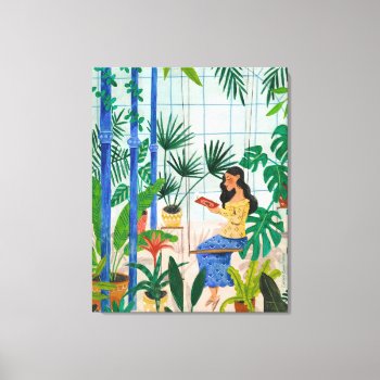 Botanical Woman Green Plants Canvas Print by CartitaDesign at Zazzle