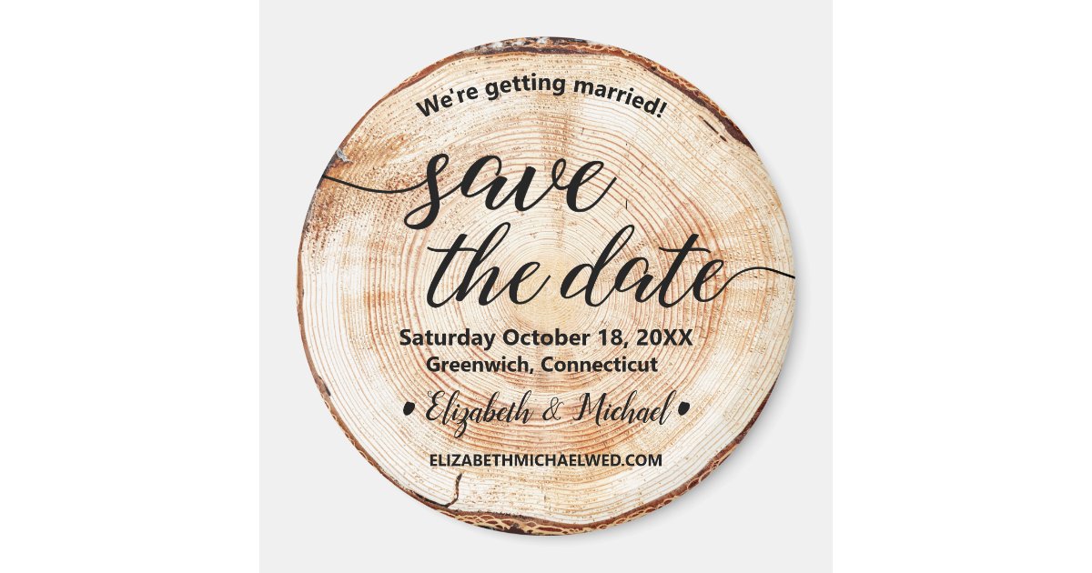 Botanical Wood Cut Save the date Rustic Wedding Magnet | Zazzle