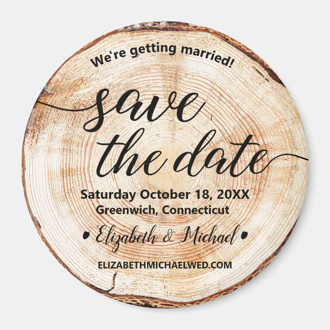 Botanical Wood Cut Save the date Rustic Wedding Magnet | Zazzle