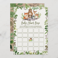 Botanical Woodland Bingo Baby Shower Game Card