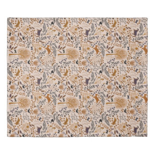 Botanical woodland earth tones boho horse duvet