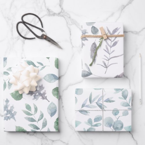 Botanical Wrapping Paper Flat Sheet Set of 3