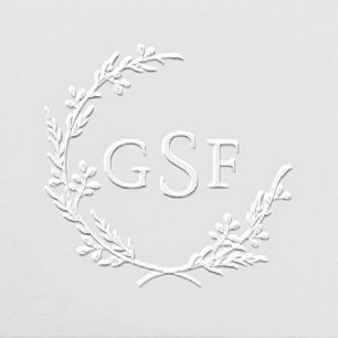 Botanical Wreath 3 Initial Monogram Embosser